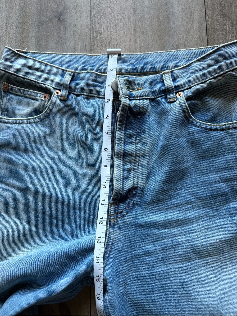 ASOS Light Blue Straight-Leg Jeans with Fringe Hem - Picture 6 of 9